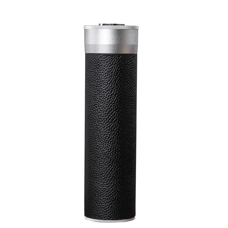 Portable Travel Leather Alloy Metal Cigar Humidor With Cigar Hygrometer Humidifier Cigar Tube