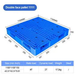 1400*1200*150MM Metal rack storage systems reusable industrial steel pallet warehouse double side face stackable plastic pallet