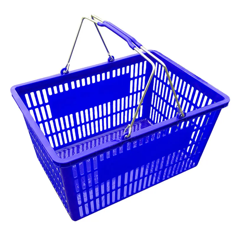 PP 28l Retail Two Handle Super Market Pink Shopping Hand Basket for Shopping