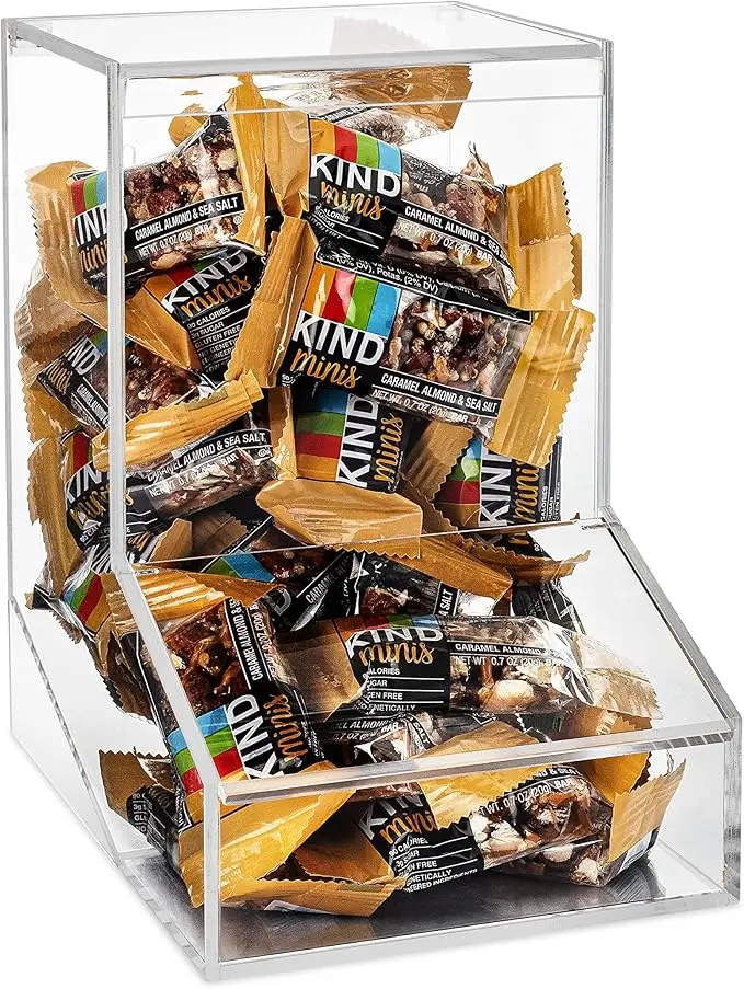 Acrylic Candy Dispenser Bin with 2 Lids for Bulk Candy Storage for Bubble Gum Lollipops Chocolate and More Snacks