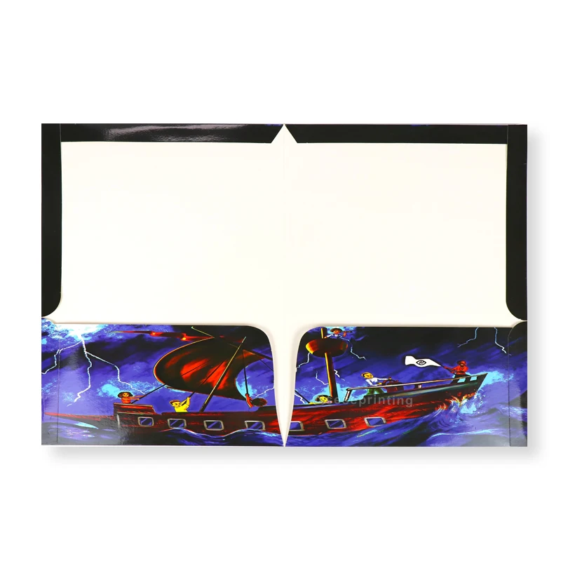 Custom Print Matt Office Document Presentation Pocket Folder Paper File Cardboard Black Folder With Logo Spot UV