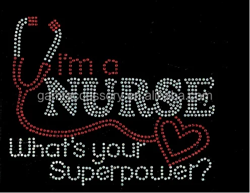 Red Nurse cap design rhinestone iron on transfer for tshirt