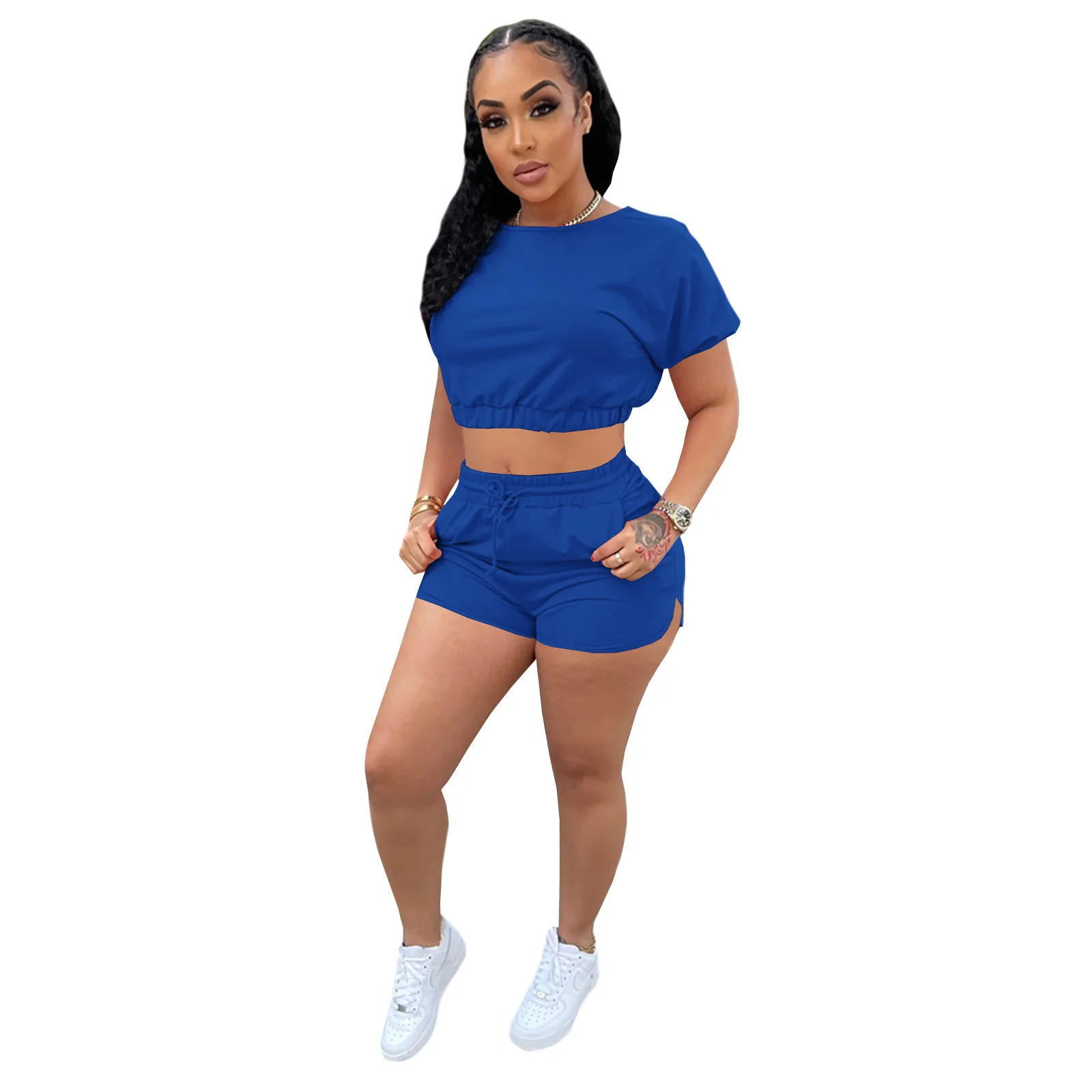 Женский летний комплект из 2 предметов, короткий топ и футболка с вырезами и логотипом на заказ, 2023