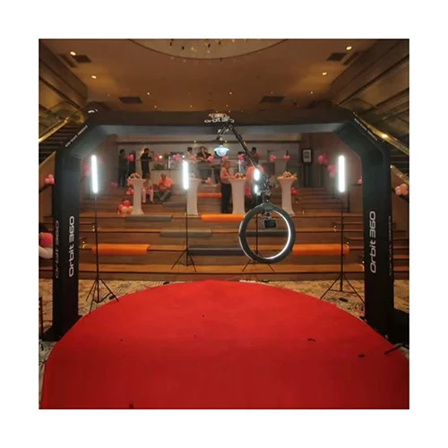 European warehouse Overhead Photo Booth Verified Supplier Enclosure Backdrop Stand Sky 360 With Led Edge Bar Light Roller