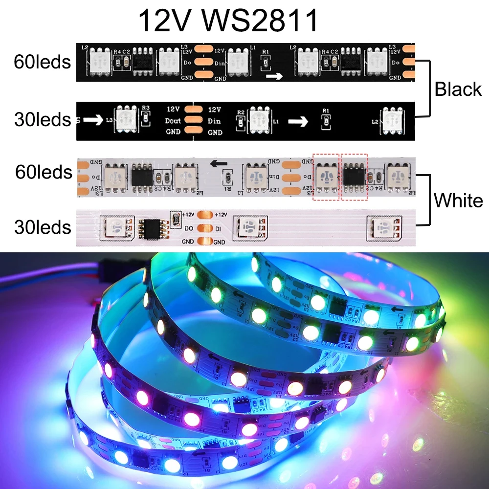 Легко установить WS2812 RGB светодиодные полосы для праздничных и украшений