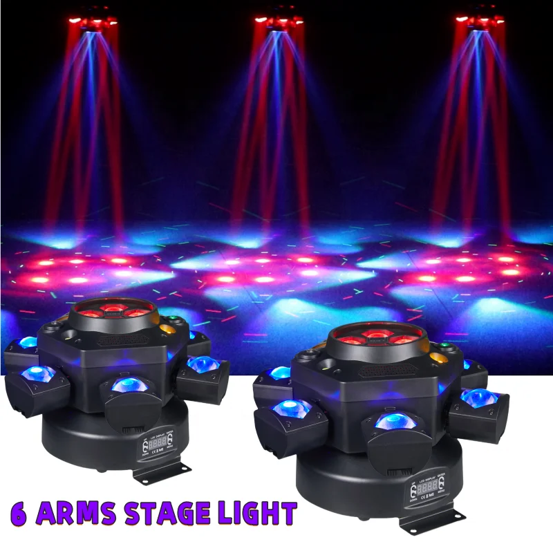Factory Price RGBW 6X15W Bee Eye DJ Light Laser Stage Moving Head Lights With Auxiliary Light For Bar Night Club