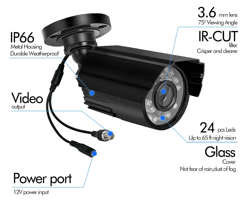  4CH DVR CCTV системы 1080p 4 шт. камеры комплект 2MP видеонаблюдения 4-канальный 5 в 1 видеорегистратор инфракрасный AHD