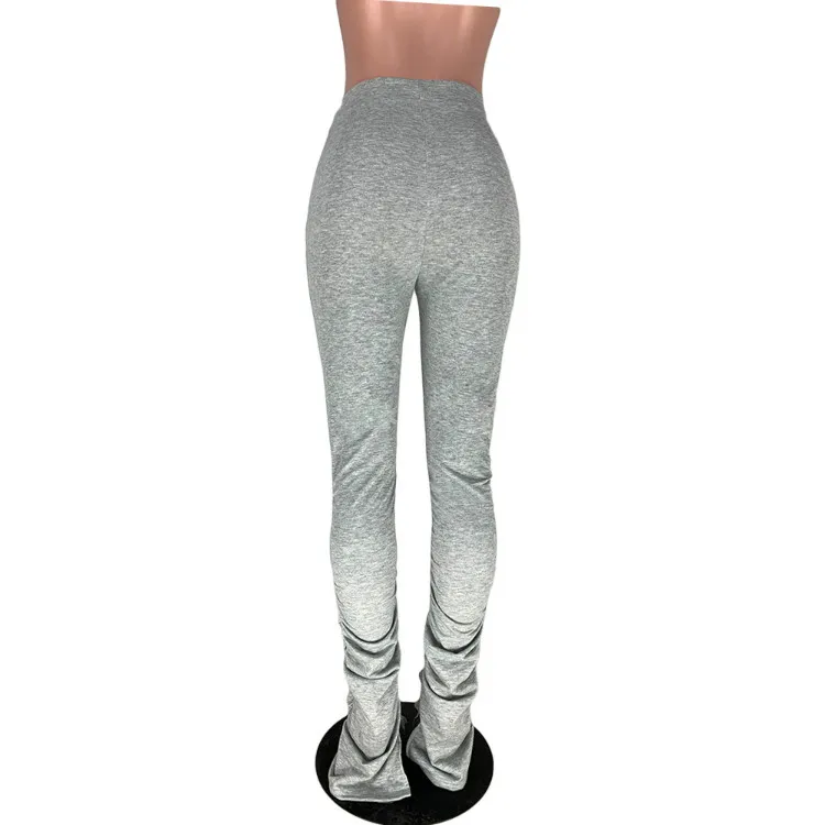 
2020 Trend Clothing Stack Sweat Pants Women Ruched Drawstring Stacked Jogger Pants with Slit Women Stacked Pants 