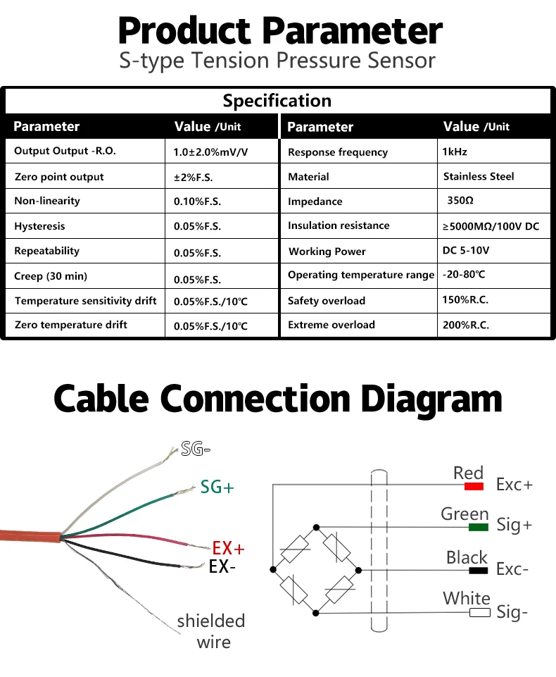 Alloy Steel Push Pull Weight Compression Sensor S-Beam Shape loadcell S Type Load Cell