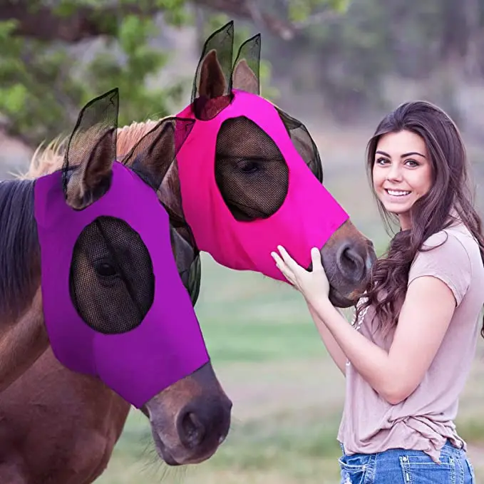 New Breathable Fly-proof Net Horse Mask Summer Protection of Animal Eyes and Mosquitoes for Family Animal Horse Decoration