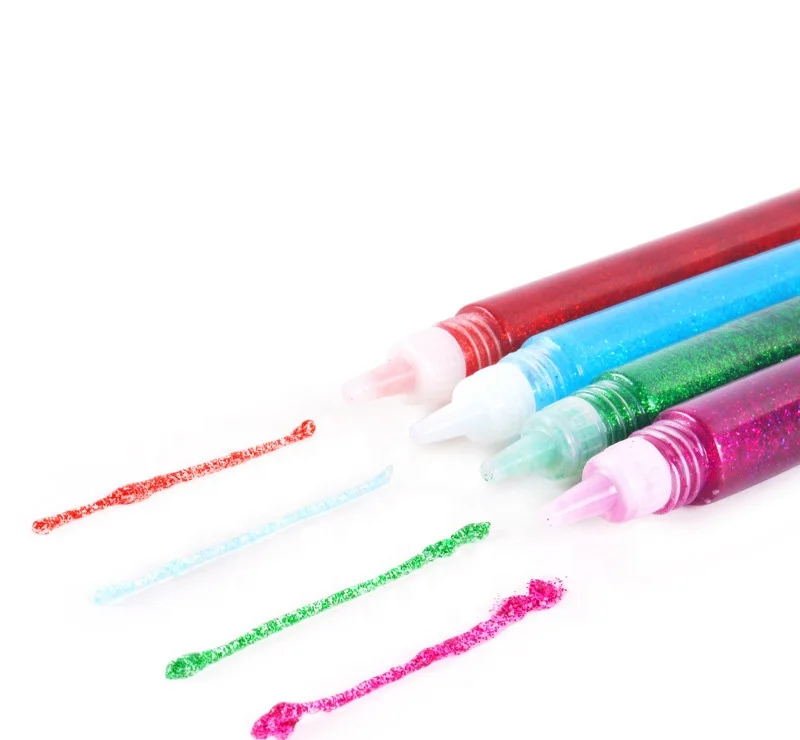 
hot selling non-toxic colorful glitter glue pen for school children painting use 