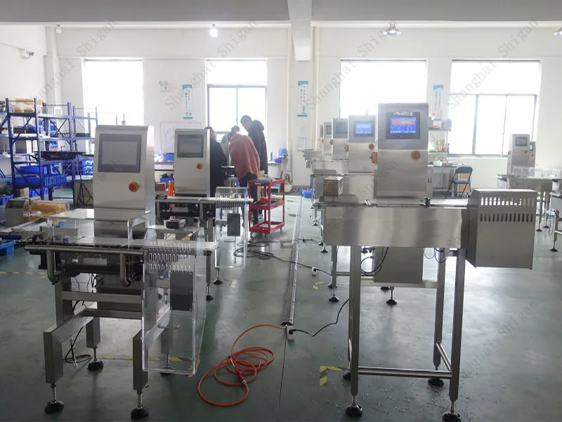 Electronic fish weighing machine with air reject system, vegetable conveyor belt weight check weigher