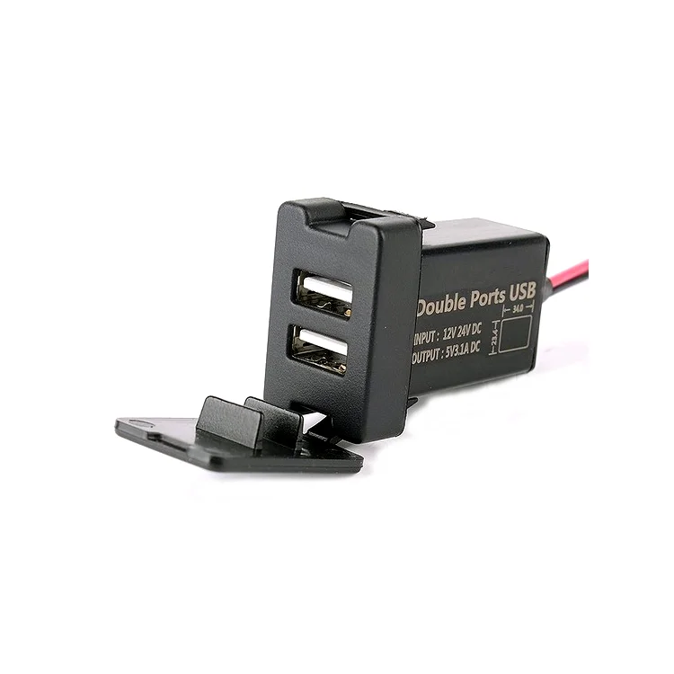 12V white waterproof dual USB automobiles charger adapter socket with the tent digital ammeter and voltmeter