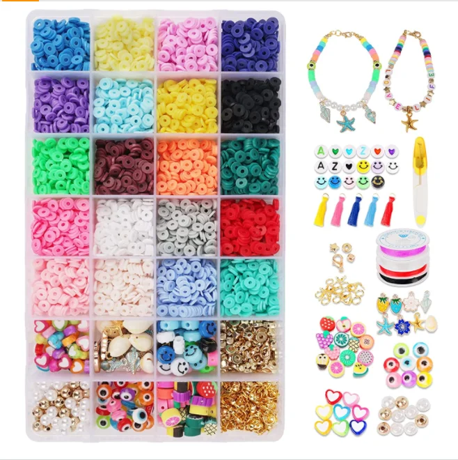 4560 шт. 20 видов цветов плоские круглые Полимерная глина Spacer Бусины плоские бусины с аксессуарами для создания проектов своими руками