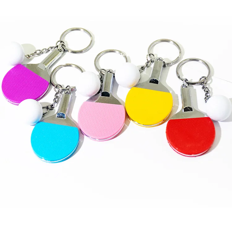 Fashion Promotional Gift 3D Mini Ping Pong Ball Racket Pendant Table Tennis Keychain Accessories For Key Bag