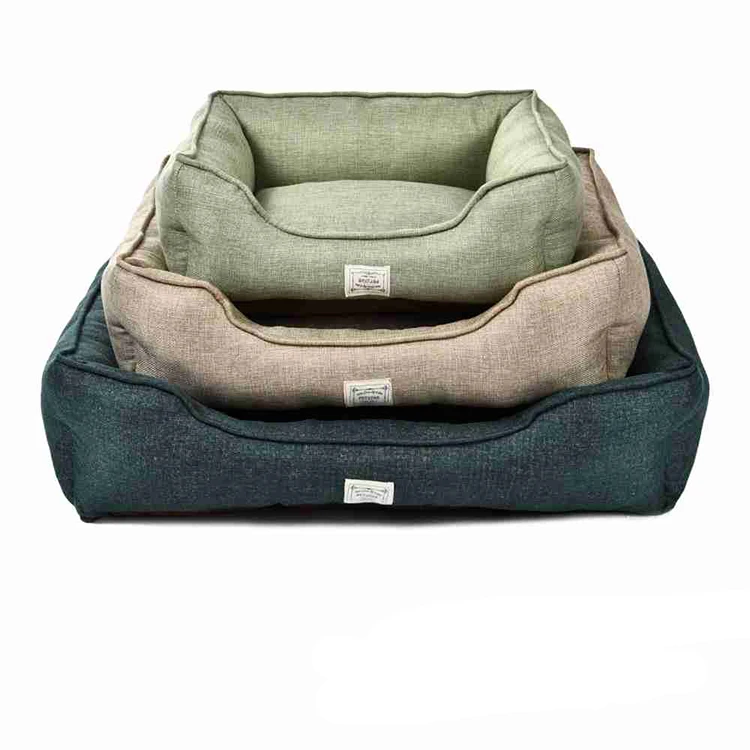 2020 New Arrival Imitation linen fabric Warm Luxury Waterproof Pet Dog Bed