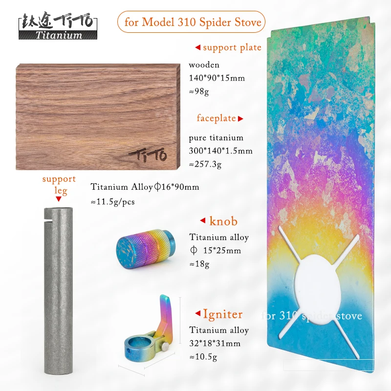 For SOTO ST310 Spider Stove with Titanium Alloy Knob Igniter and Panel Accessories DIY Modification Blackening Style Camping