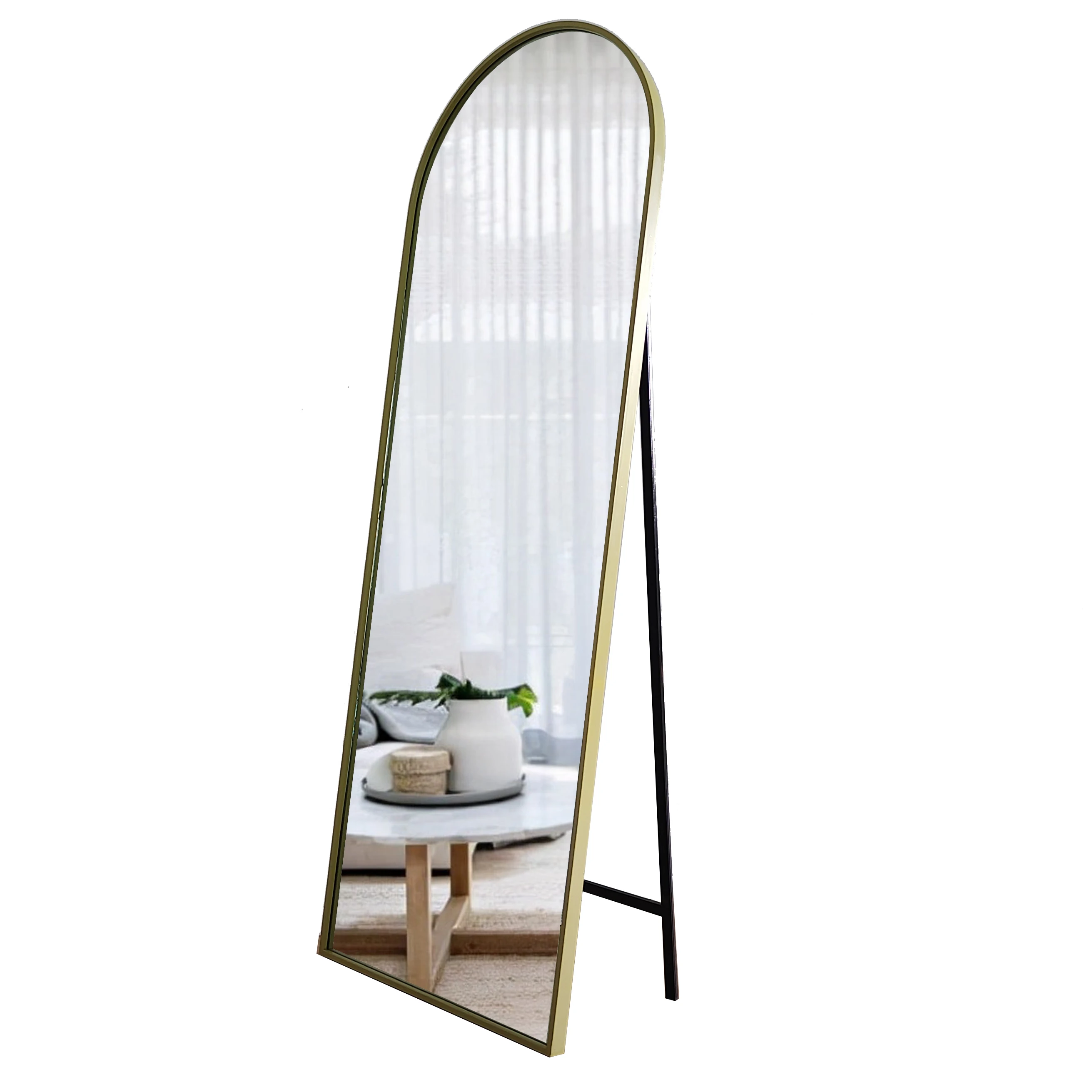 wholesale large arch standing floor mirror luxury metal frame decorative full body miroir for bedroom specchio espejo spiegel