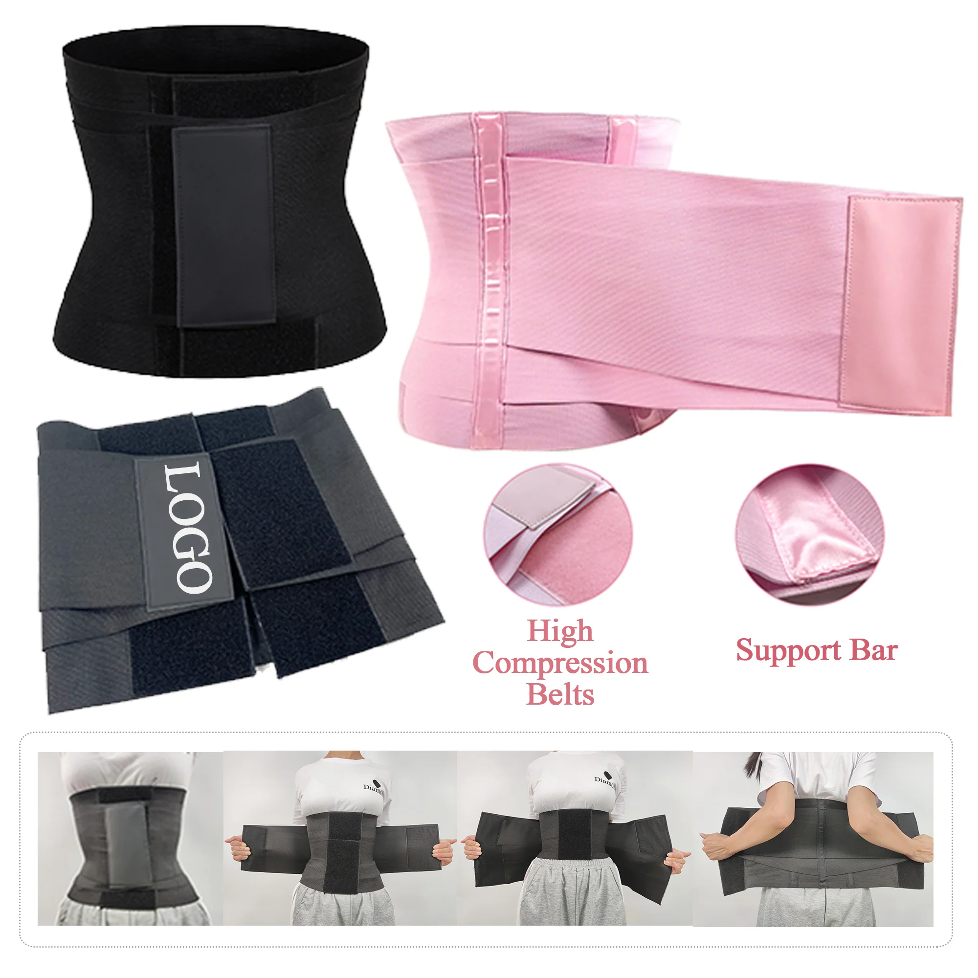 KASIQI Fashion Belt Sweat Band Bandage Corset Wrap Around Waist Trainer For Women double three belts private logo waist wrap