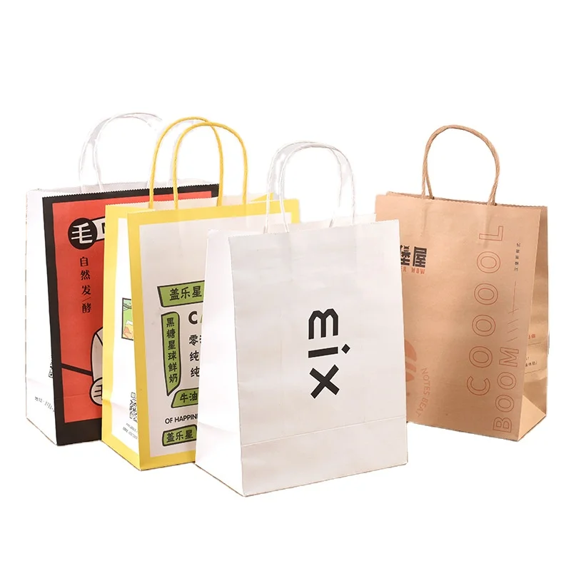 
 Упаковка из коричневой крафт-бумаги с логотипом на заказ, упаковка для еды на вынос, упаковка для кофе, фаст-фуда, чая, гамбургеров, хлеба  