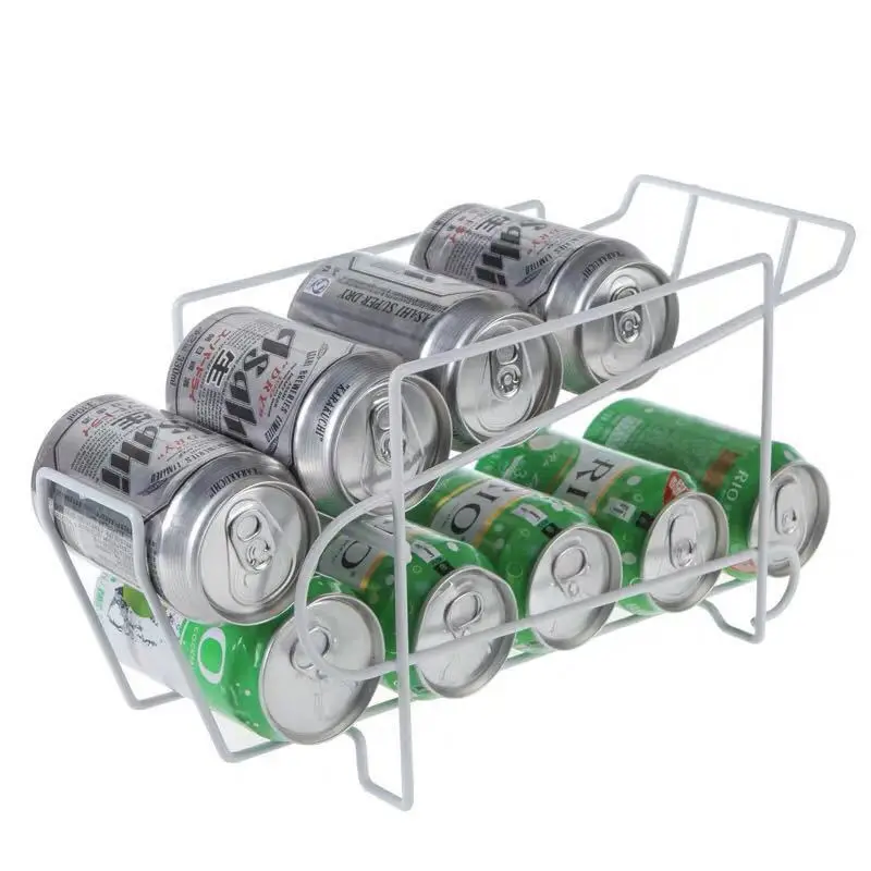 Metal and Wire Beverage Storage Rack Kitchen Beer Can Soda Dispenser Holder Organizer Refrigerator Drink Shelf Packed in Box