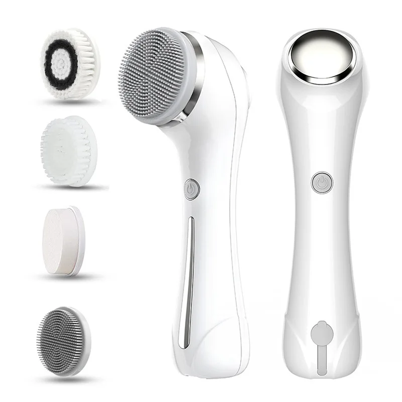 High Quality Waterproof Face Cleaning EMS Ion Import Beauty Equipment Exfoliating 5 in 1 facial cleansing brush