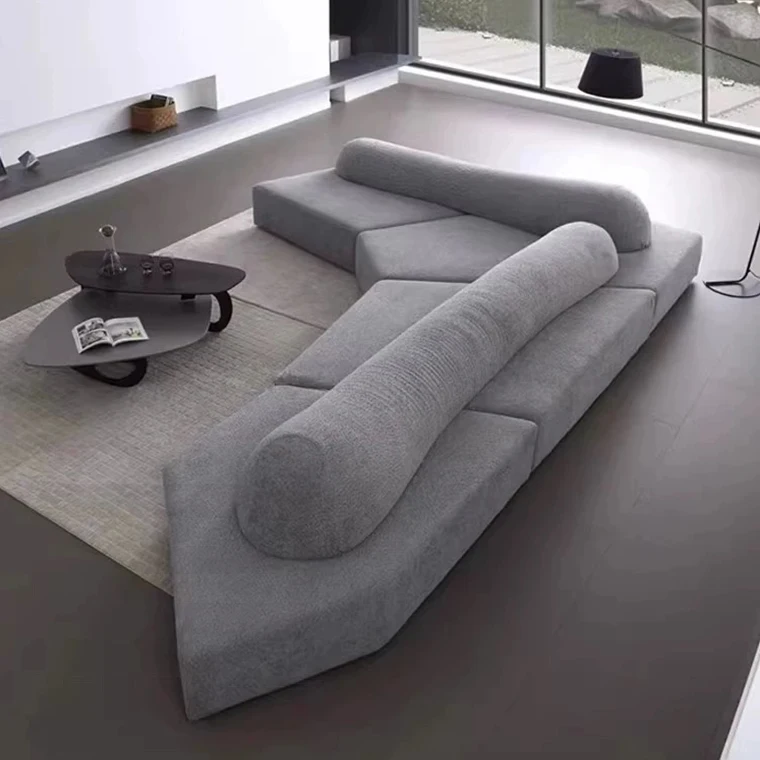 Luxury modern living room fabric curved sofa large family living room irregular couch sofa set custom white comfortable sofa