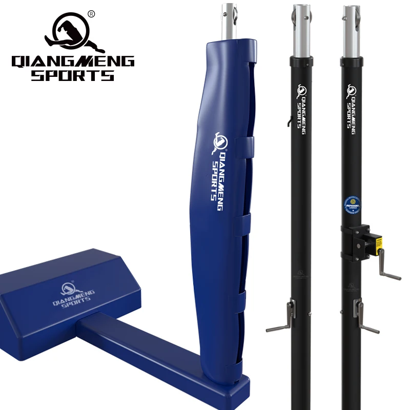 Height Adjustable Volleyball Box on Wheels Steel Volleyball upright Height Adjustable Volleyball Posts with Net Kit