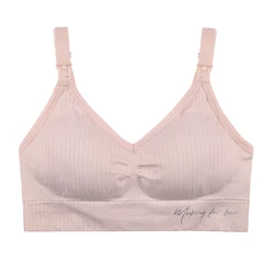 Seamless breastfeeding bra front button wire free pregnancy bra pull together to prevent sagging and removable padded underwear