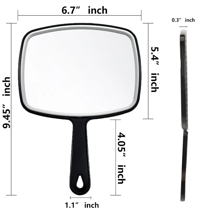Wholesale Square Shape Mirror Hand Custom Logo Plastic 9.45 X 6.7 Inch Hand Held Mirror For Women Makeup Cosmetic Hand Mirror