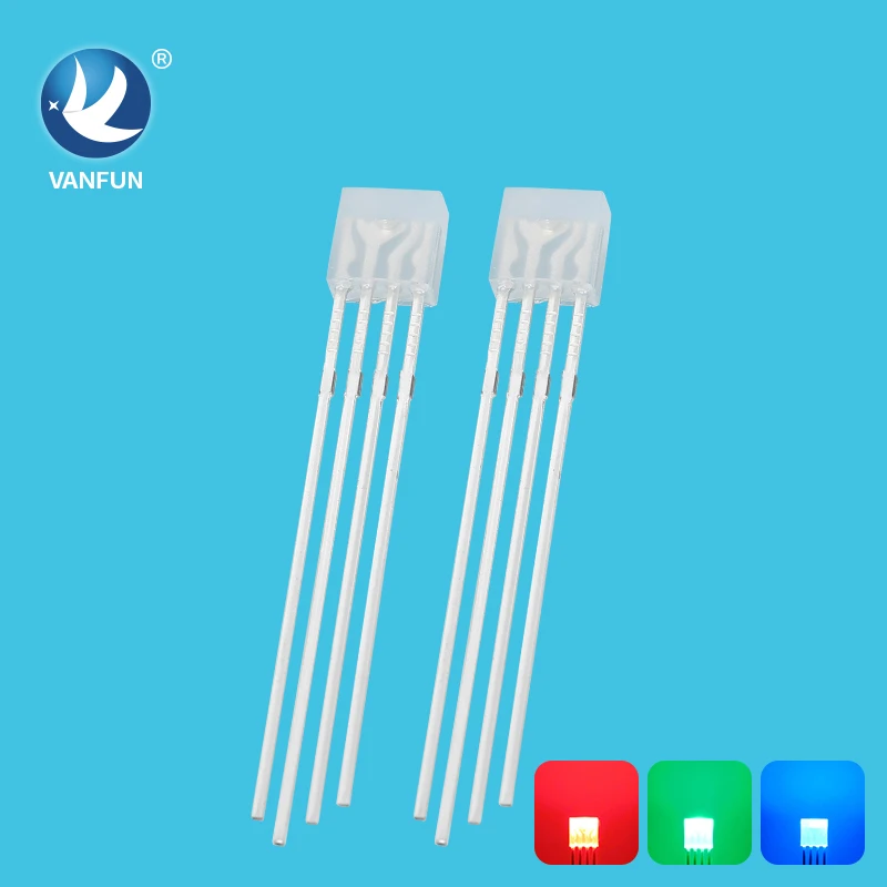 
255 Square multi color RGB red green blue DIP four pin light emitting LED diode 