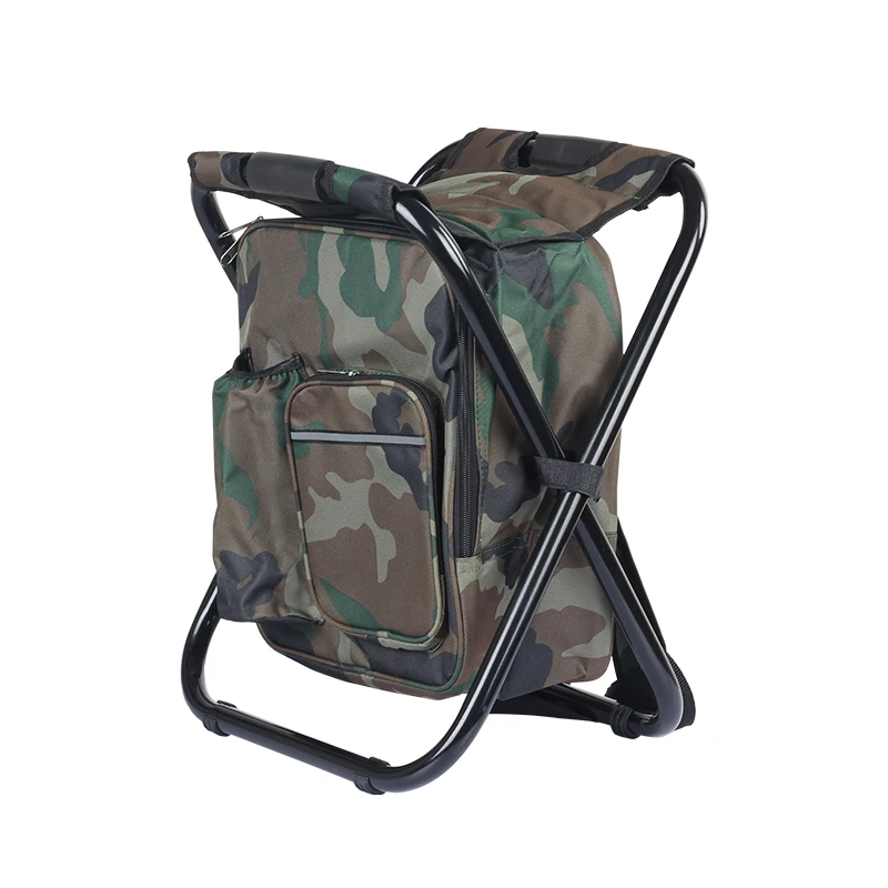 2023 Customized Outdoor Lightweight Portable Folding Stool Fishing Beach Camping Backpack Chair With Ice Cooler Bag