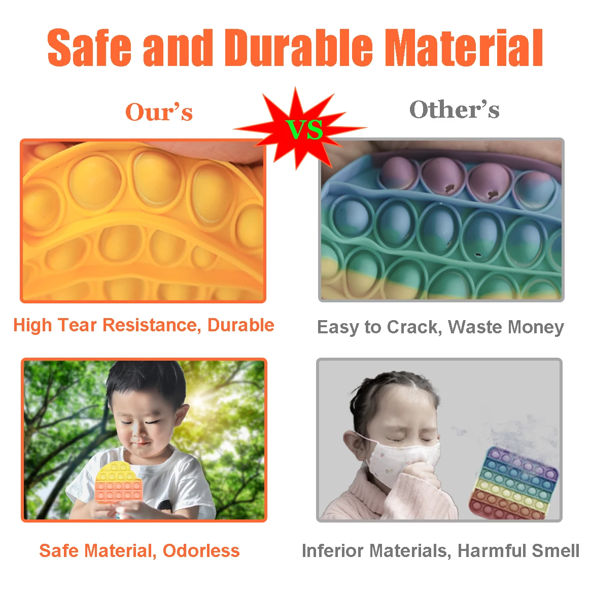 Different Design Pops Poppers Silicone Stress Reliever Cool Animals Mermaid Bear Rainbow Silicone Fidget Toy