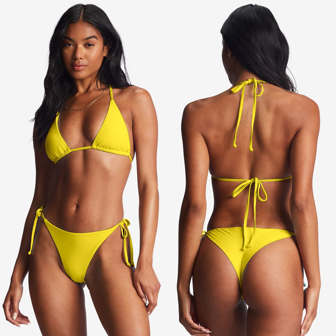 women Halter Lace-Up Triangle  Sexy Solid Pattern Breast Pad Bathing Suits beachwear Swimsuit Bikini set