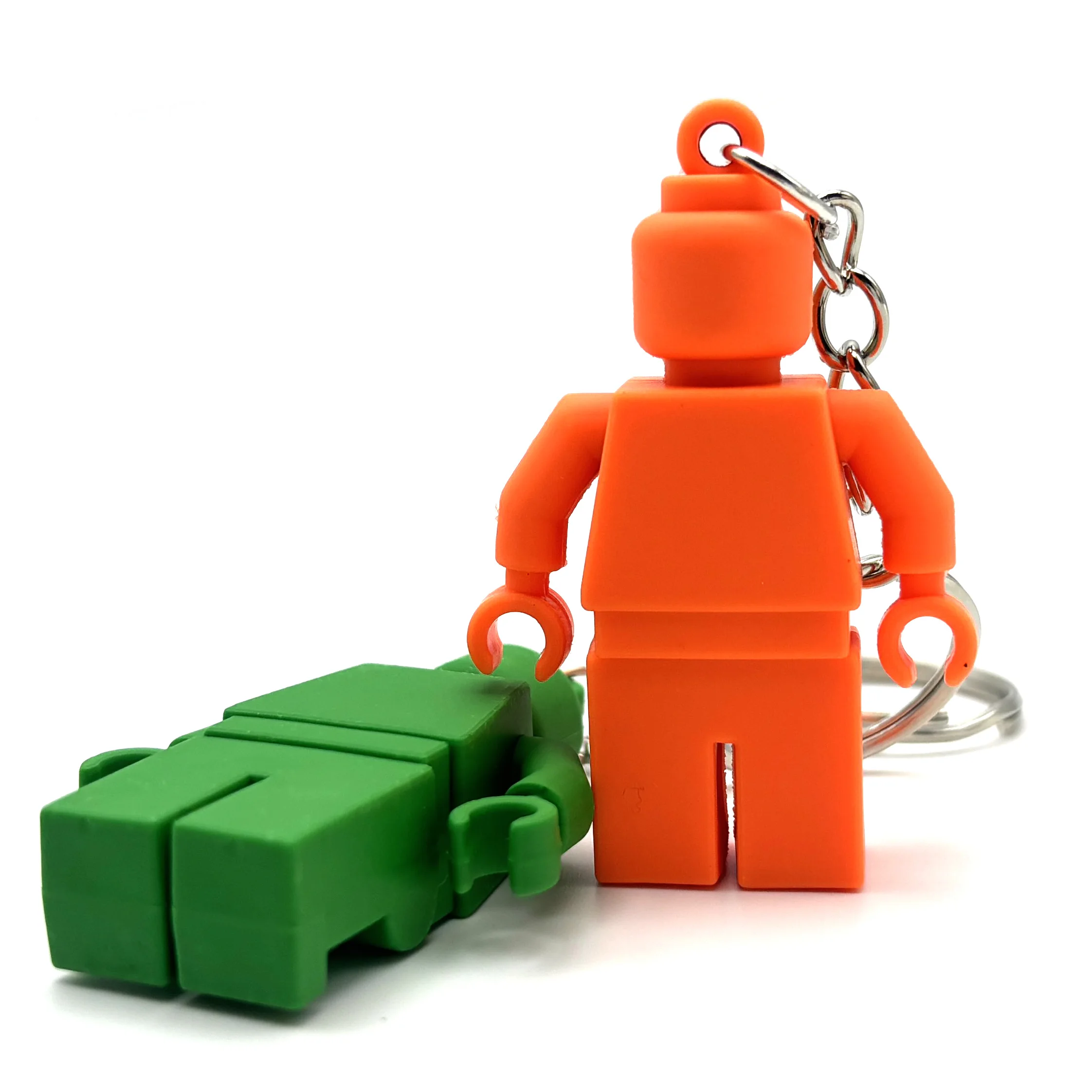 Ready To Ship Creative Building Block Toy Keychains Blank Solid Color Doll Keychain PVC Mini Character Robot Figure Key Chain