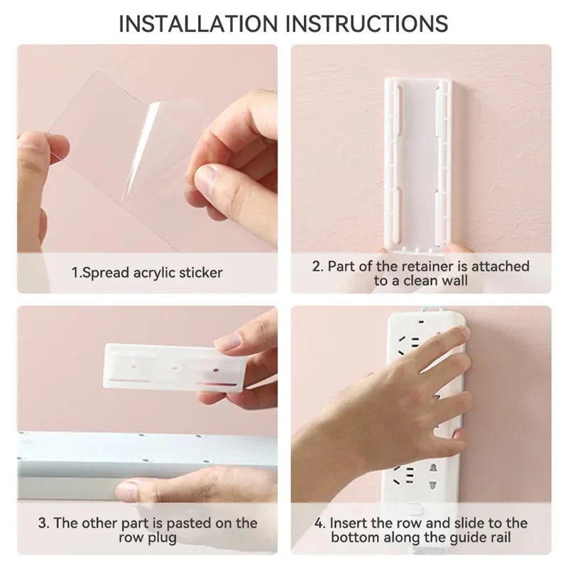Hot Selling Convenient Hanging Wall Punch-free Plug-in Board Wire Plug-in Socket Wall Sticking Wall Mounted Socket Holder