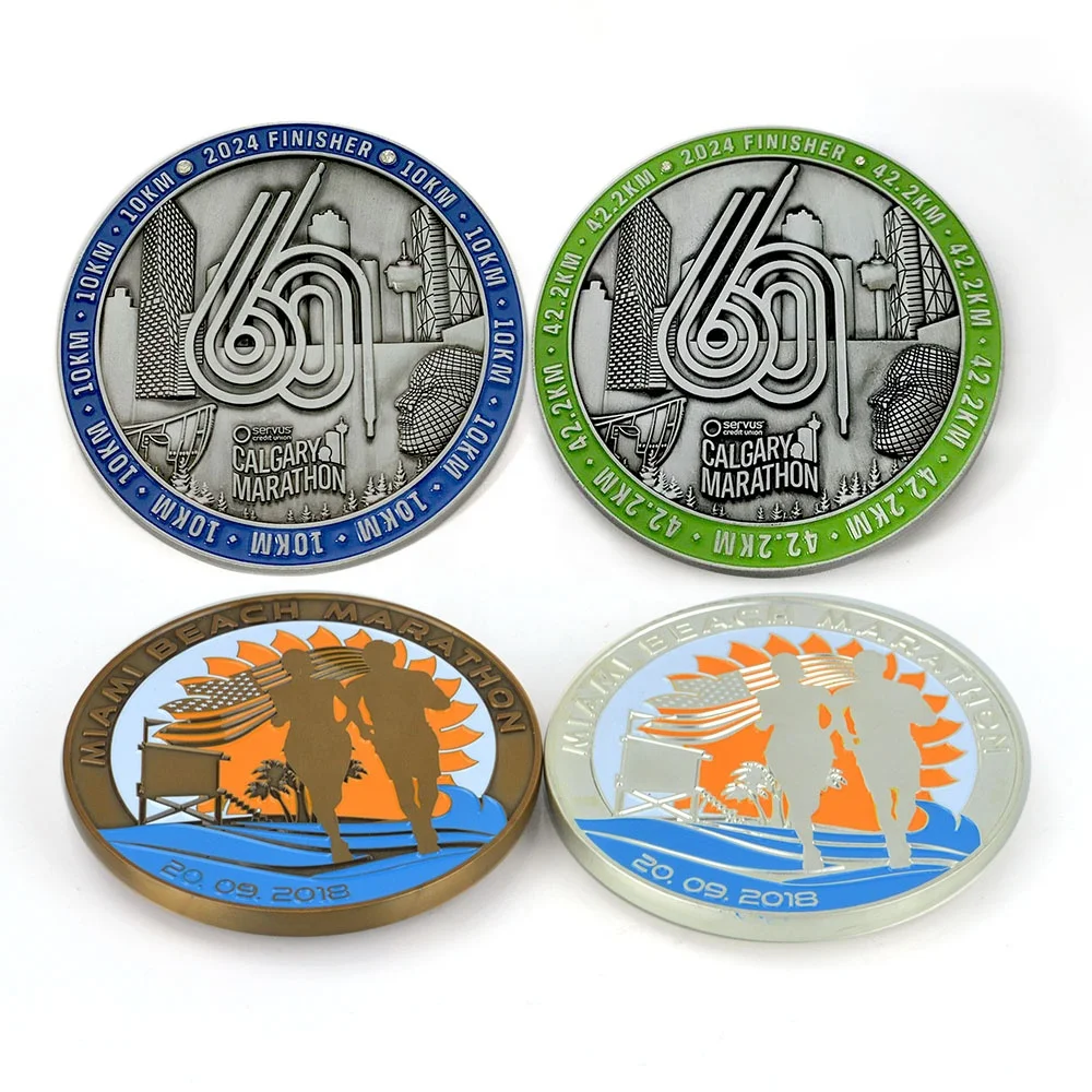 Manufacturer Wholesale Sports Race Zinc Alloy 3d Award 5KM 10KM 42KM Marathon Running Finisher Custom Medal Design