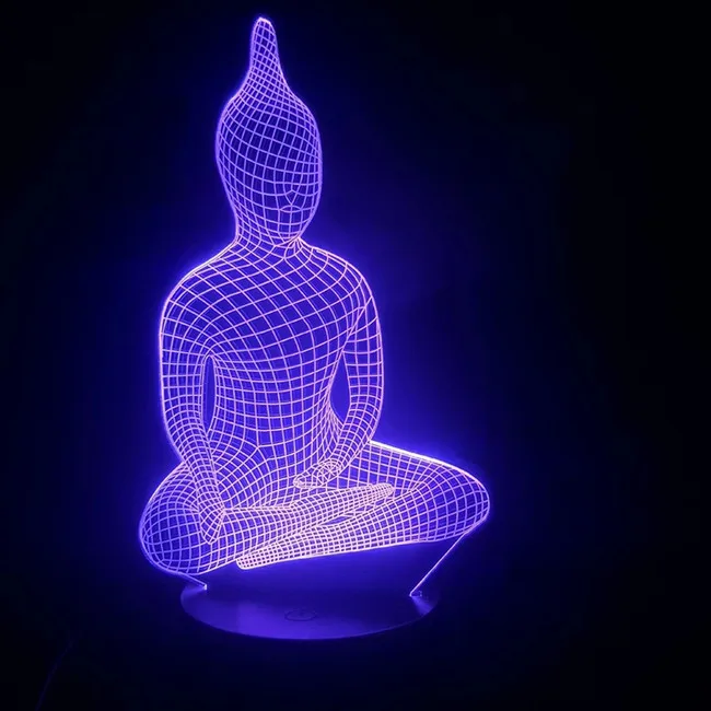 Светодиодная настольная лампа разноцветный декоративный светильник 3D в виде статуи Будды USB настроение для дома
