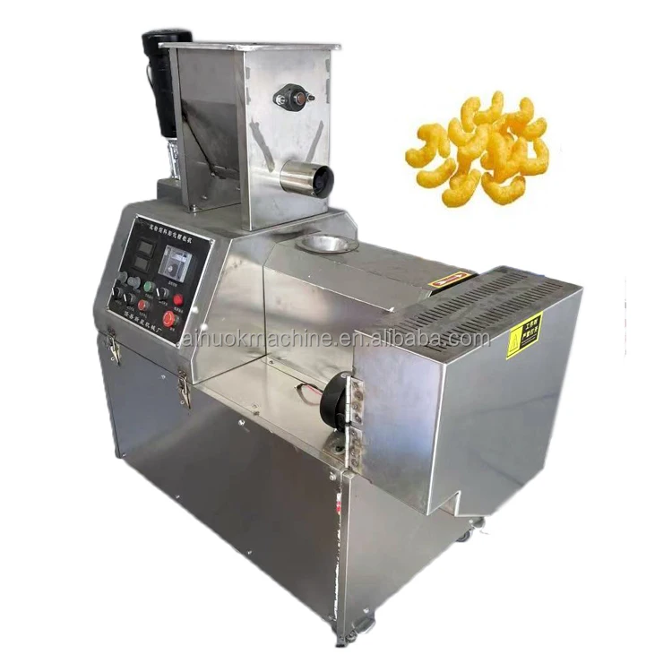 small scale single screw extruder inflating corn puffed snacks food production line corn puff snack food extruder machine