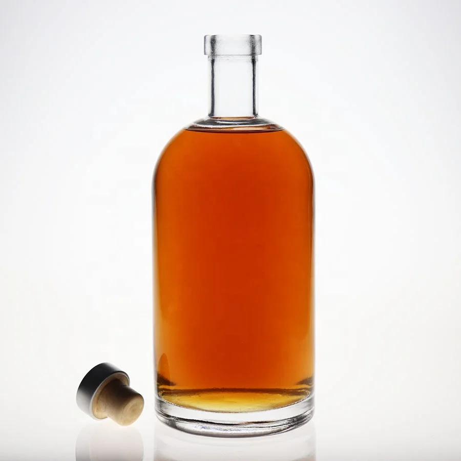 Хит продаж стеклянная бутылка для ликера 200 мл 375 50cl 70cl 75cl круглая бурбон Джин ром текила пробковая картина