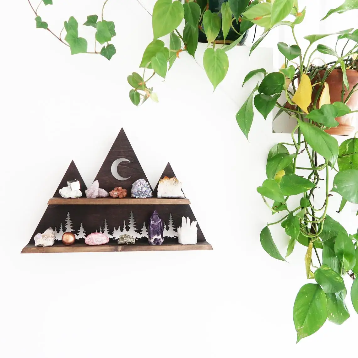 Деревянная треугольная полка, горная полка, дисплей с Луной