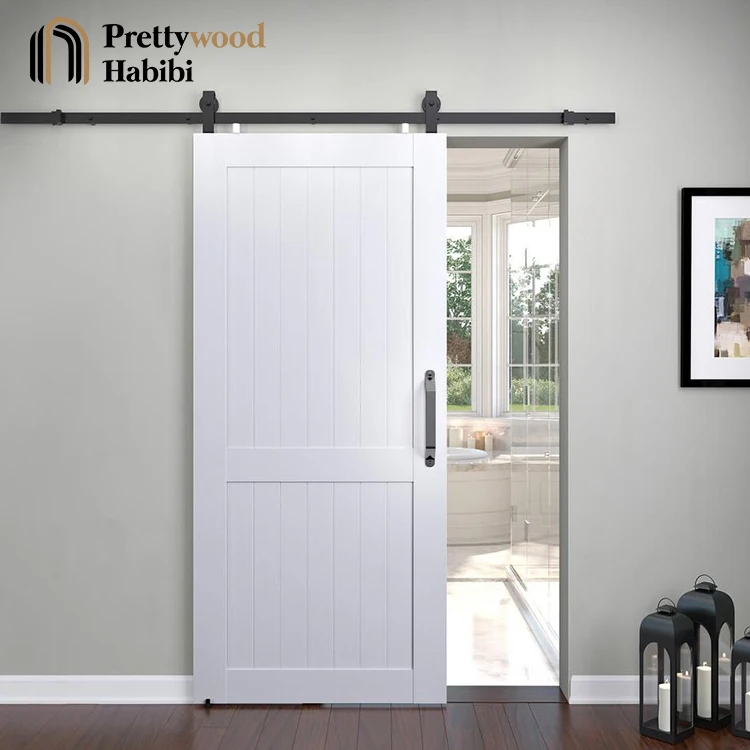 Modern American Rustic Sliding Wooden Barn Doors Soundproof Interior House Barn Door With Hardware Kit