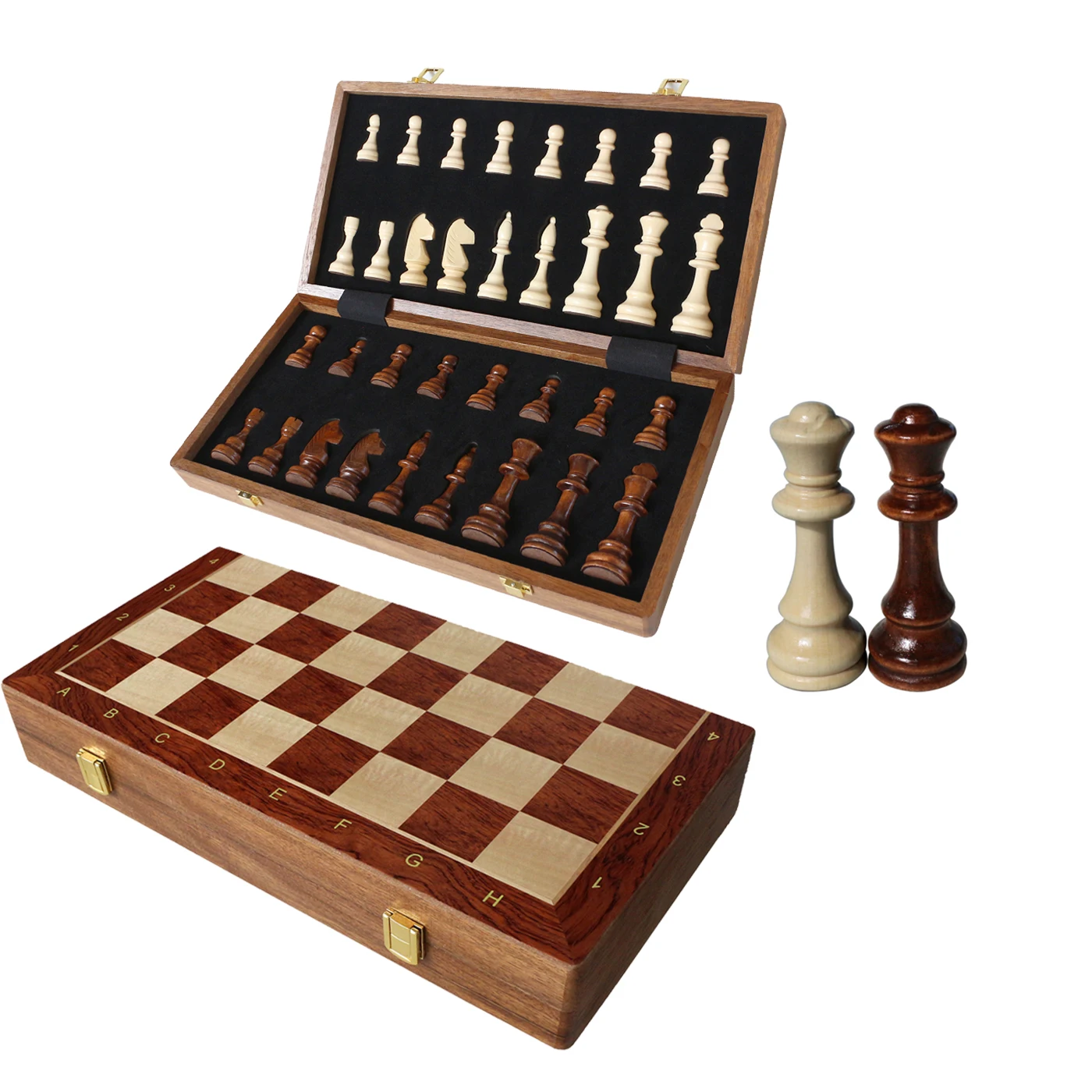 Luxury Wooden Chess Set Folding Magnetic Large Board  Travel Chess Board Game Puzzle Game For Kids And Adults