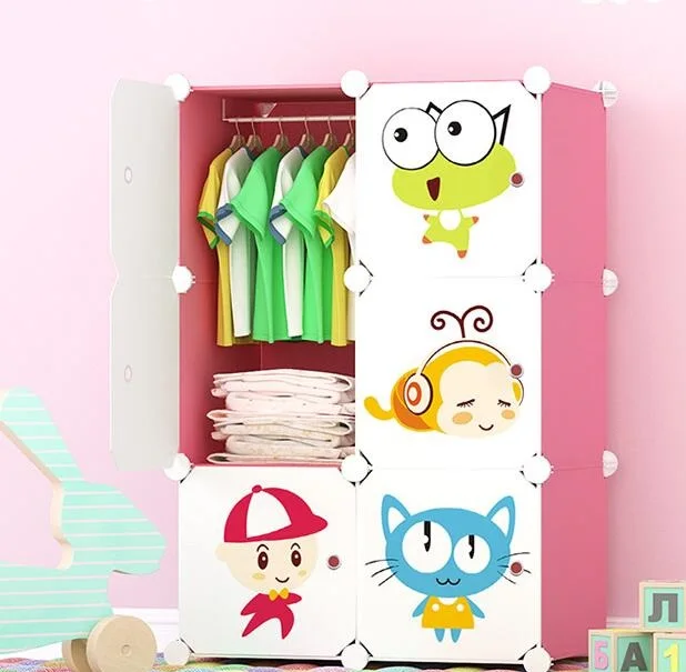 Diy Folding Cupboard Easy Clean Assemble Small Girl Baby Cabinet Clothing Wardrobe