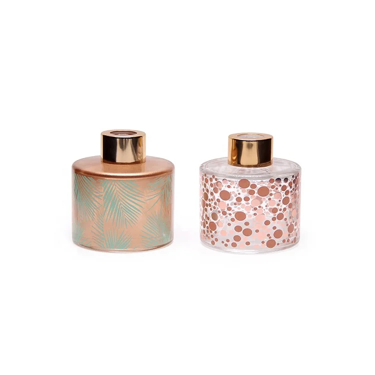 100ml Water Transfer Printing Round Frosted Aroma Reed Diffuser Glass Bottle