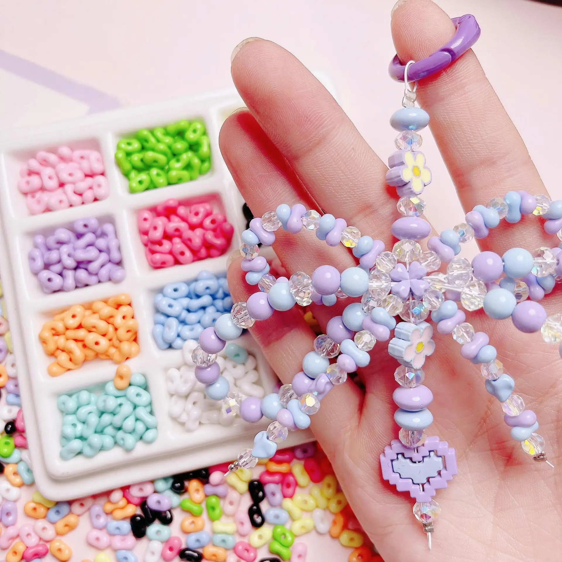 colorful acrylic peanut see beads charms for key chain phone chain Bracelet necklace diy material jewelry accessories