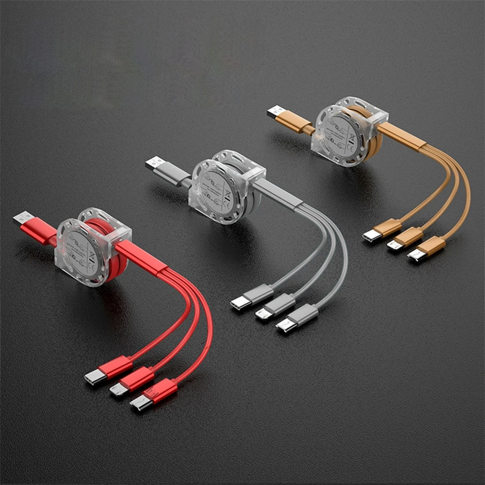 Factory 3In1 Retractable Micro USB Type C Multi Charger Cable For Galaxy Plus Mobile Phone Cables Charging Cabel Cord