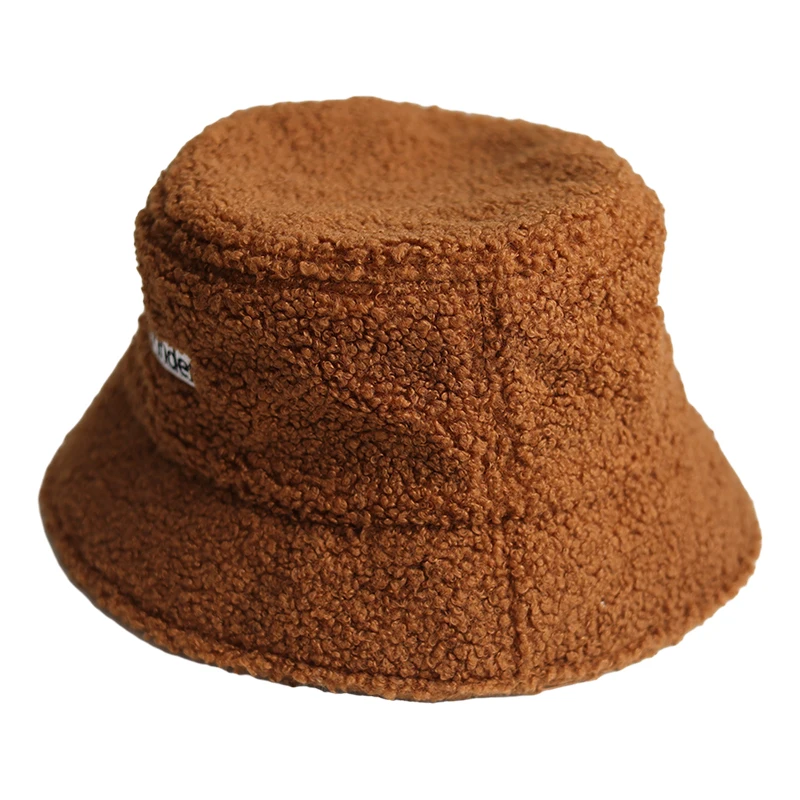 Trendy luxury designer fluffy faux fur warm winter bucket fishing fisherman hat for women bucket cap