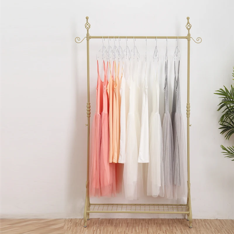 Single Pole Floor Drying Clothes Rack Clothes Rail Bedroom Mobile Hanger Simple Folding Household