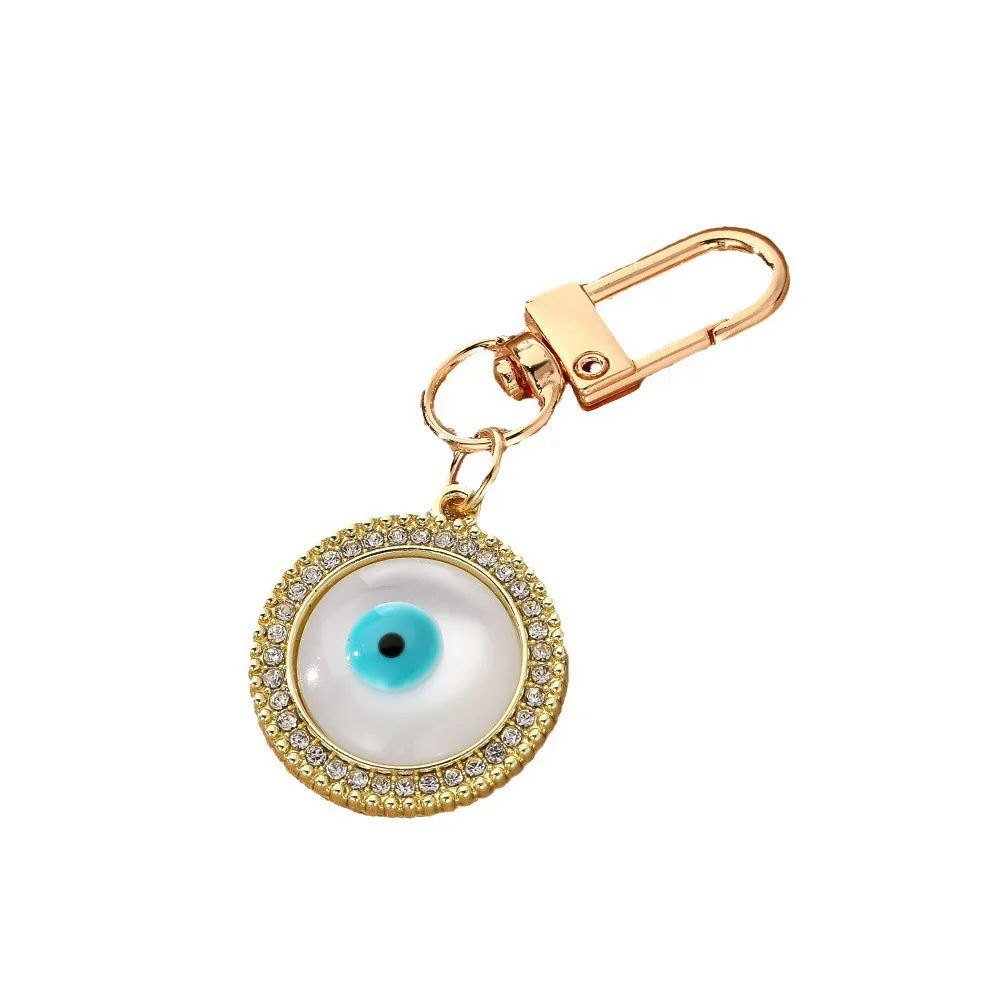 Cute Bag Heart Pendant Key Chain Couple Hollow Gold Blue Eye Bag Car Airpods Box Phone Key Accessories Evil Eye Keychain